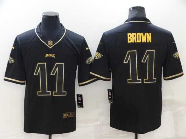 Men's Philadelphia Eagles #11 A. J. Brown Black/Gold Salute To Service Limited Jersey