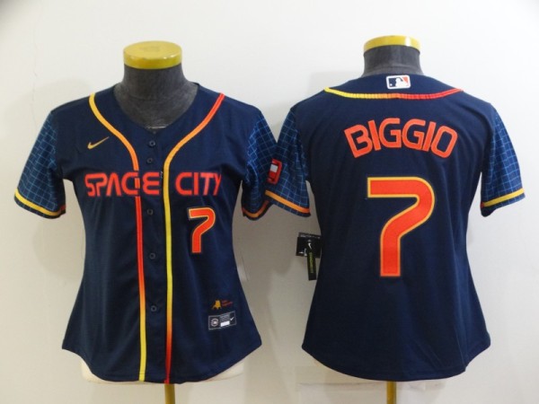 Women MLB Houston Astros #7 Craig Biggio 2022 Navy City Connect Jersey