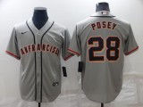 MLB San Francisco Giants #28 Posey Grey Game Nike Jersey