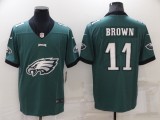 Men's Philadelphia Eagles #11 A. J. Brown Green Team Big Logo Limited Jersey