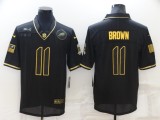 Men's Philadelphia Eagles #11 A. J. Brown Black/Gold Salute To Service Limited Jersey