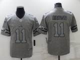 Men's Philadelphia Eagles #11 A. J. Brown Gray Gridiron Team Logo Limited Jersey