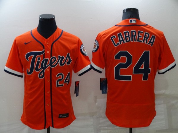 MLB Detroit Tigers #24 Cabrera Orange Flex Base Elite Jersey