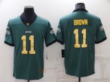 Men's Philadelphia Eagles #11 A. J. Brown Green/Gold Vapor Limited Jersey