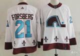 Men's Colorado Avalanche #21 Peter Forsberg 2020-21 White Reverse Retro Stitched Jersey