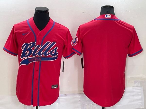 Men's Buffalo Bills Blank Red Baseball Nike Jersey