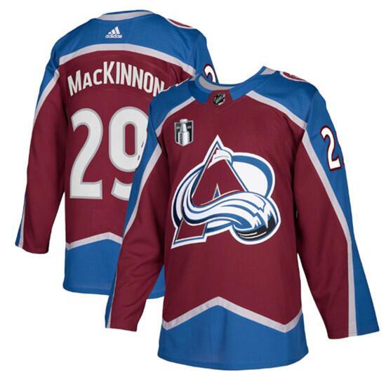 Men's Colorado Avalanche #29 Nathan MacKinnon 2022 Burgundy Stanley Cup Final Patch Jersey