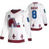 Men's Colorado Avalanche #8 Cale Makar White 2022 Stanley Cup Final Patch Reverse Retro Jersey