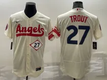 MLB Los Angeles Angels #27 Mike Trout 2022 Cream City Connect Flex Base  Elite Jersey