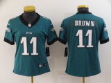 Women Philadelphia Eagles #11 Brown Green Vapor Untouchable Limited Jersey