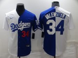 MLB Los Angeles Dodgers #34 Toro Valenzuela White/Blue Split Game Jersey
