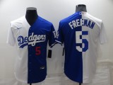 MLB Los Angeles Dodgers #5 Freddie Freeman White/Blue Split Game Jersey