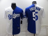 MLB Los Angeles Dodgers #5 Freddie Freeman White/Blue Split Game Jersey