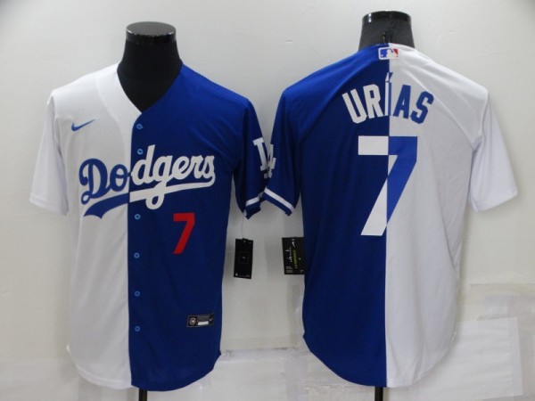 MLB Los Angeles Dodgers #7 Julio Urias White/Blue Split Game Jersey