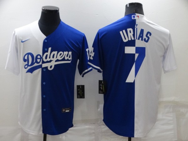 MLB Los Angeles Dodgers #7 Julio Urias White/Blue Split Game Jersey