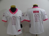 Women Philadelphia Eagles #11 A. J. Brown Pink White Jersey