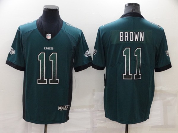 Men's Philadelphia Eagles #11 A. J. Brown Green Fashion Color Rush Limited Jersey