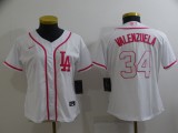 Women's Los Angeles Dodgers #34 Toro Valenzuela Pink White Jersey