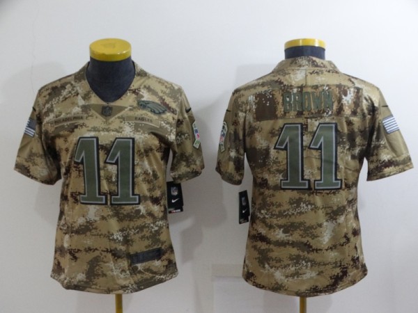 Women Philadelphia Eagles #11 A. J. Brown Camo Salute To Service Limited Jersey