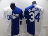 MLB Los Angeles Dodgers #34 Toro Valenzuela White/Blue Split Game Jersey