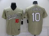 MLB Los Angeles Dodgers #10 Turner Cream Jersey