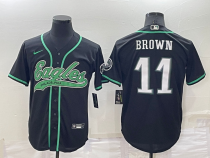 Men's Philadelphia Eagles #11 A. J. Brown Black Baseball Nike Jersey