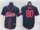 Men's San Francisco 49ers #80 Rice Black Baseball Nike Jersey