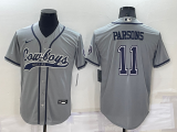 Men's Dallas Cowboys #11 Micah Parsons Grey Baseball Nike Jersey