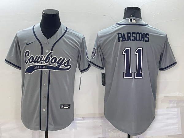 Men's Dallas Cowboys #11 Micah Parsons Grey Baseball Nike Jersey