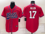 Men's Buffalo Bills #17 Josh Allen Red Baseball Nike Jersey