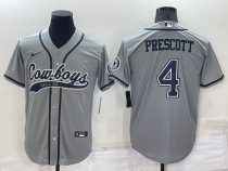 Men's Dallas Cowboys #4 Dak Prescott Grey Baseball Nike Jersey