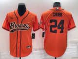 Men's Cleveland Browns #24 Nick Chubb Orange Baseball Nike Jersey