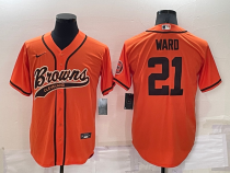 Men's Cleveland Browns #21 Ward Orange Baseball Nike Jersey