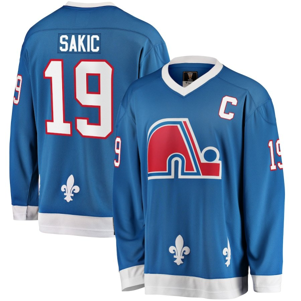 Men's Colorado Avalanche #19 Joe Sakic  Baby Blue Throwback Quebec Nordiques Hockey Jersey