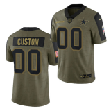 Men's Dallas Cowboys Customized 2021 Olive Salute To Service Limited  Jersey