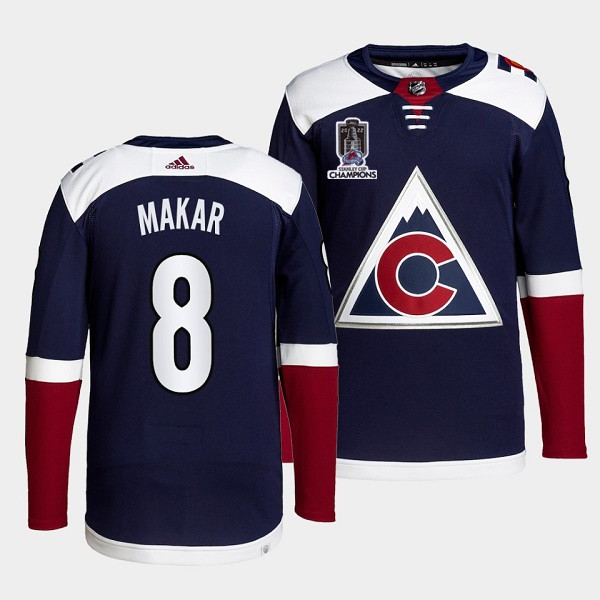 Men's Colorado Avalanche #8 Cale Makar 2022 Navy Stanley Cup Champions Patch Jersey