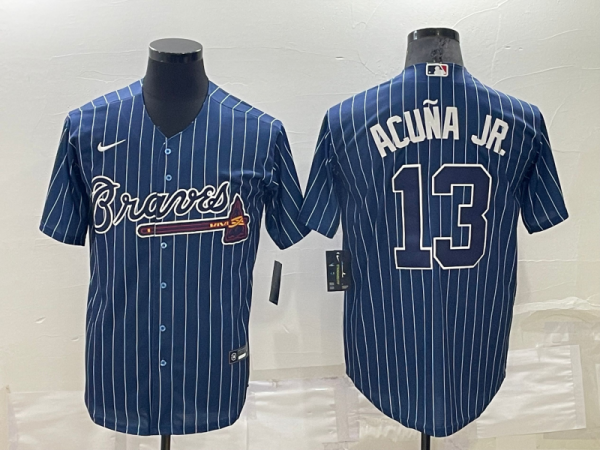 MLB  Atlanta Braves #13 Ronald Acuña Jr. Navy Blue Nike Game Jersey