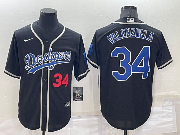 MLB Los Angeles Dodgers #34 Toro Valenzuela Navy Blue Throwback Jersey