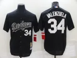 Men's Los Angeles Dodgers #34 Toro Valenzuela Black Throwback Jersey