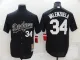Men's Los Angeles Dodgers #34 Toro Valenzuela Black Throwback Jersey