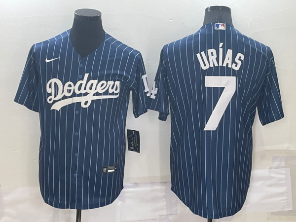 MLB Los Angeles Dodgers #7 Julio Urias Navy Blue Throwback Jersey