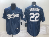 MLB Los Angeles Dodgers #22 Kershaw Navy Blue Throwback Jersey