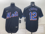 MLB New York Mets #12 Francisco Lindor 2022 Black Nike Game Jersey