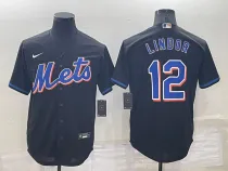 MLB New York Mets #12 Francisco Lindor 2022 Black Nike Game Jersey