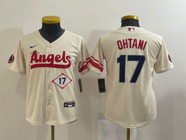 Youth MLB Los Angeles Angels #17 Shohei Ohtani Cream 2022 City Connect Jersey