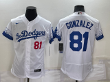 MLB Los Angeles Dodgers #81 Gonzalez White City Connect Flex Base Elite Jersey