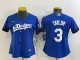 Women MLB Los Angeles Dodgers #3 Taylor Royal City Connect Game Jersey