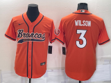 Men's Denver Broncos #3 Russell Wilson Orange Baseball Nike Jersey