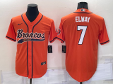 Men's Denver Broncos  #7 Elway Orange Baseball Nike Jersey