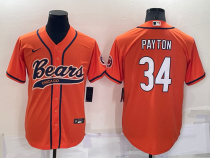 Men's Chicago Bears #34 Walter Payton Orange Baseball Nike Jersey